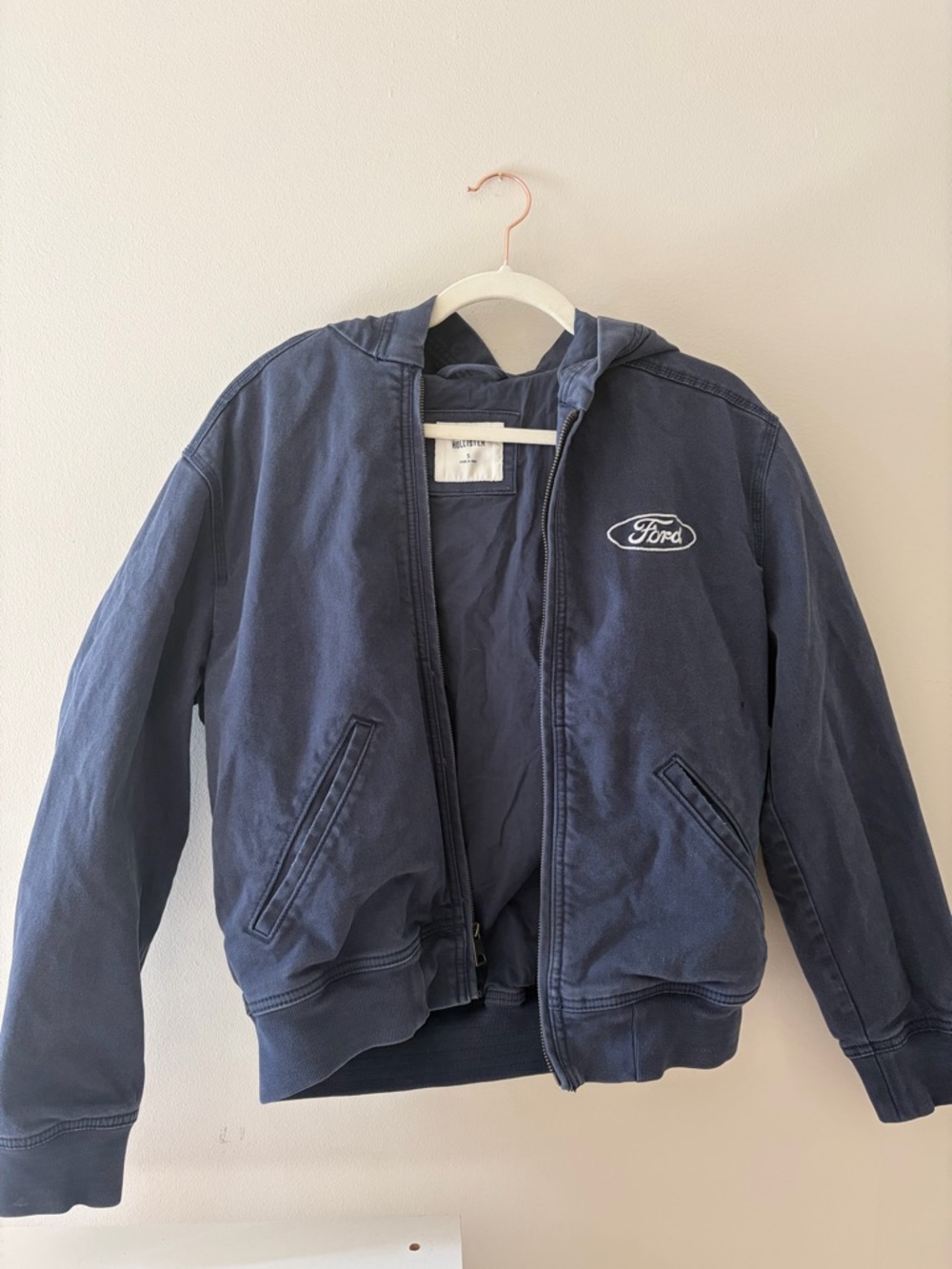 Hollister Navy Hooded Women’s Bomber Jacket